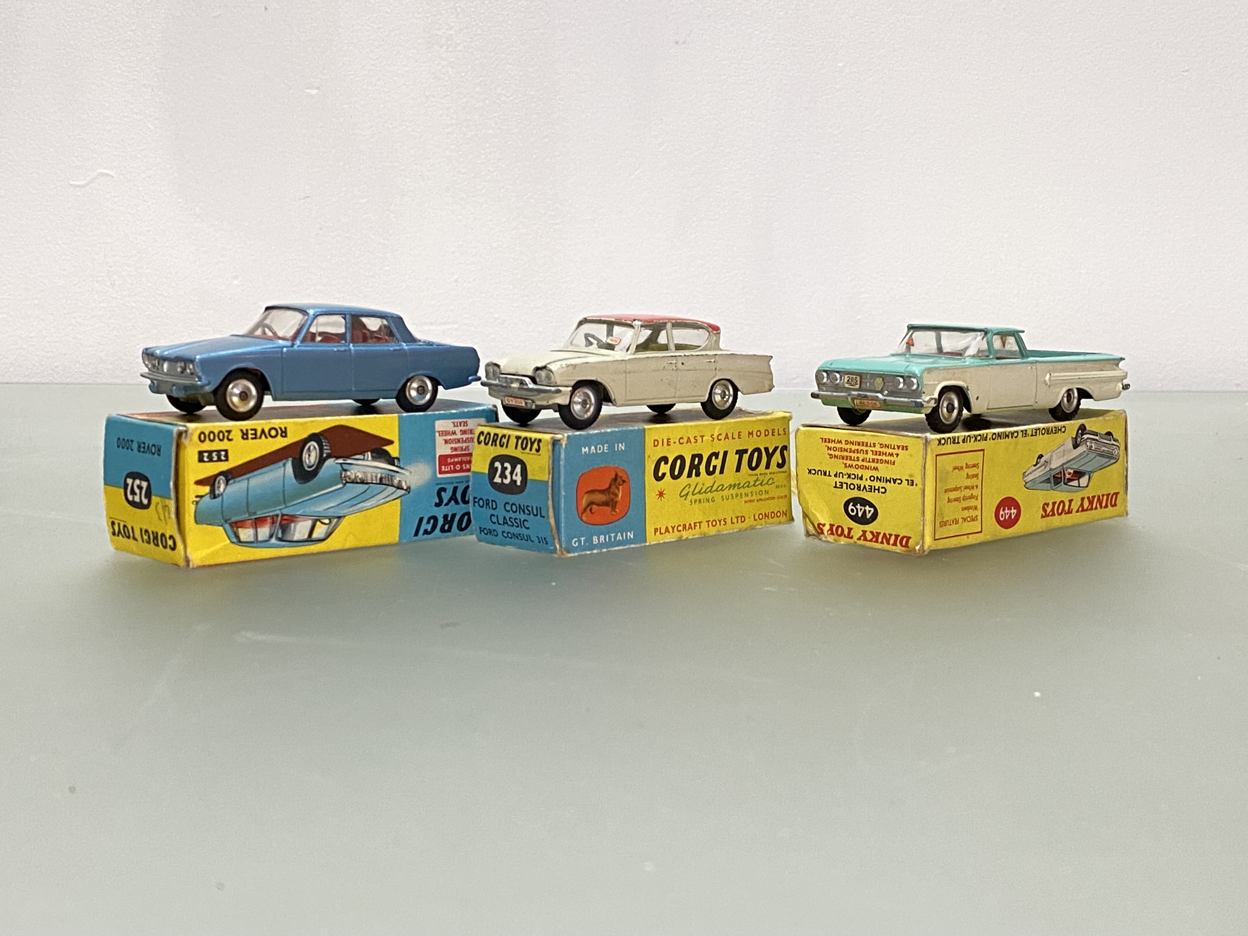 Corgi Toys, a number 252 Rover 2000 die cast model, in original box, together with a number 234 Ford