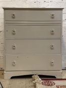 An Edwardian white painted chest, fitted with four drawers, on bracket supports, H103cm, W87cm,