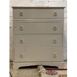 An Edwardian white painted chest, fitted with four drawers, on bracket supports, H103cm, W87cm,