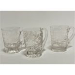 A unusual pair of Victorian crystal slice cut and engraved Christening mugs, Ann Louise Balmain born