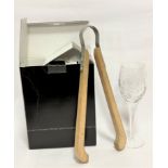 A pair of John Lewis 24% lead crystal patterned cut wine glasses complete with original box (23cm)