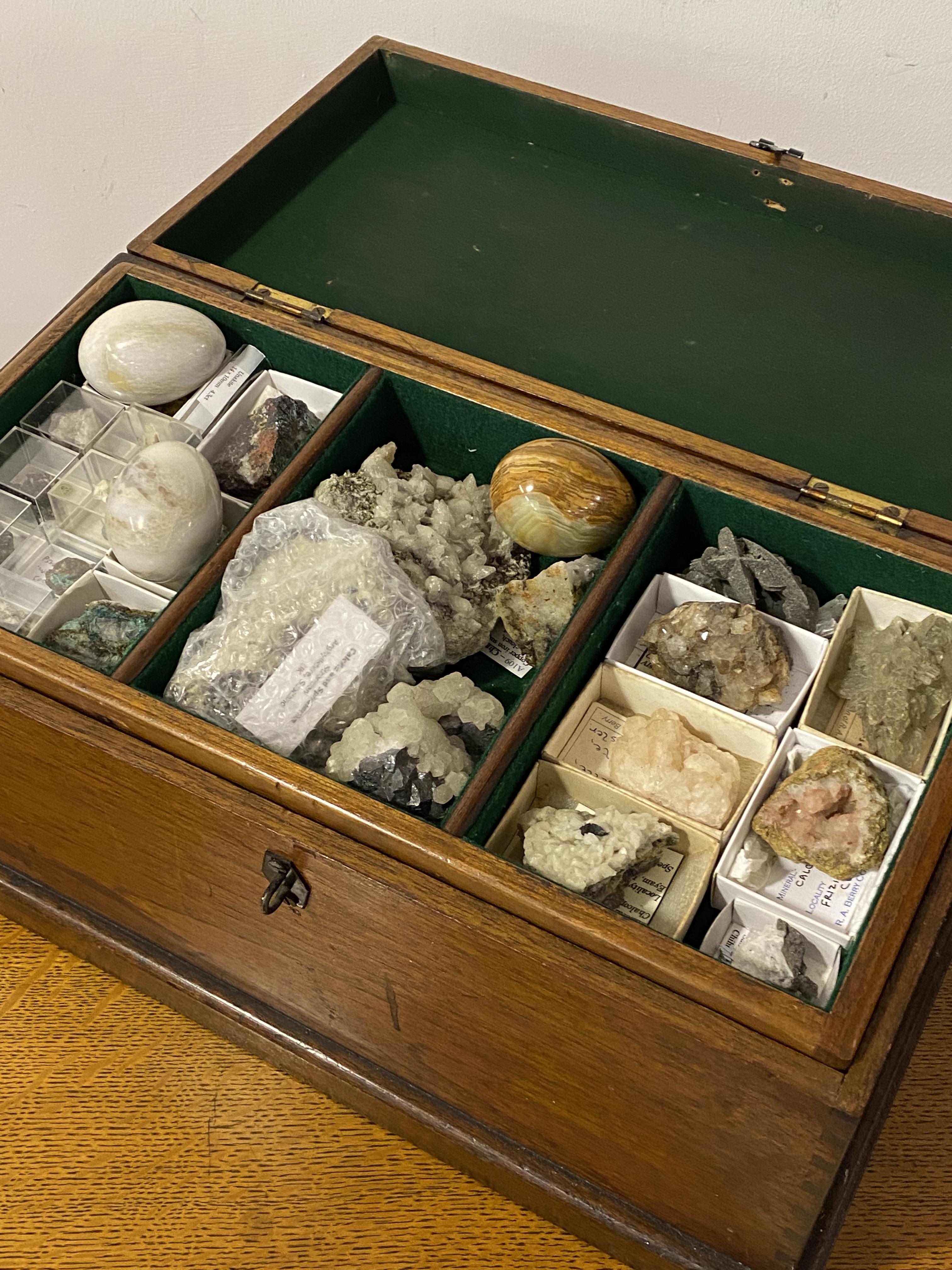 A Well presented collection of Quartz crystals, minerals, polished hardstone eggs etc, in a 19th - Image 2 of 3