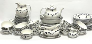 A Royal Doulton York Town pattern fifty piece china dinner service and tea service including six