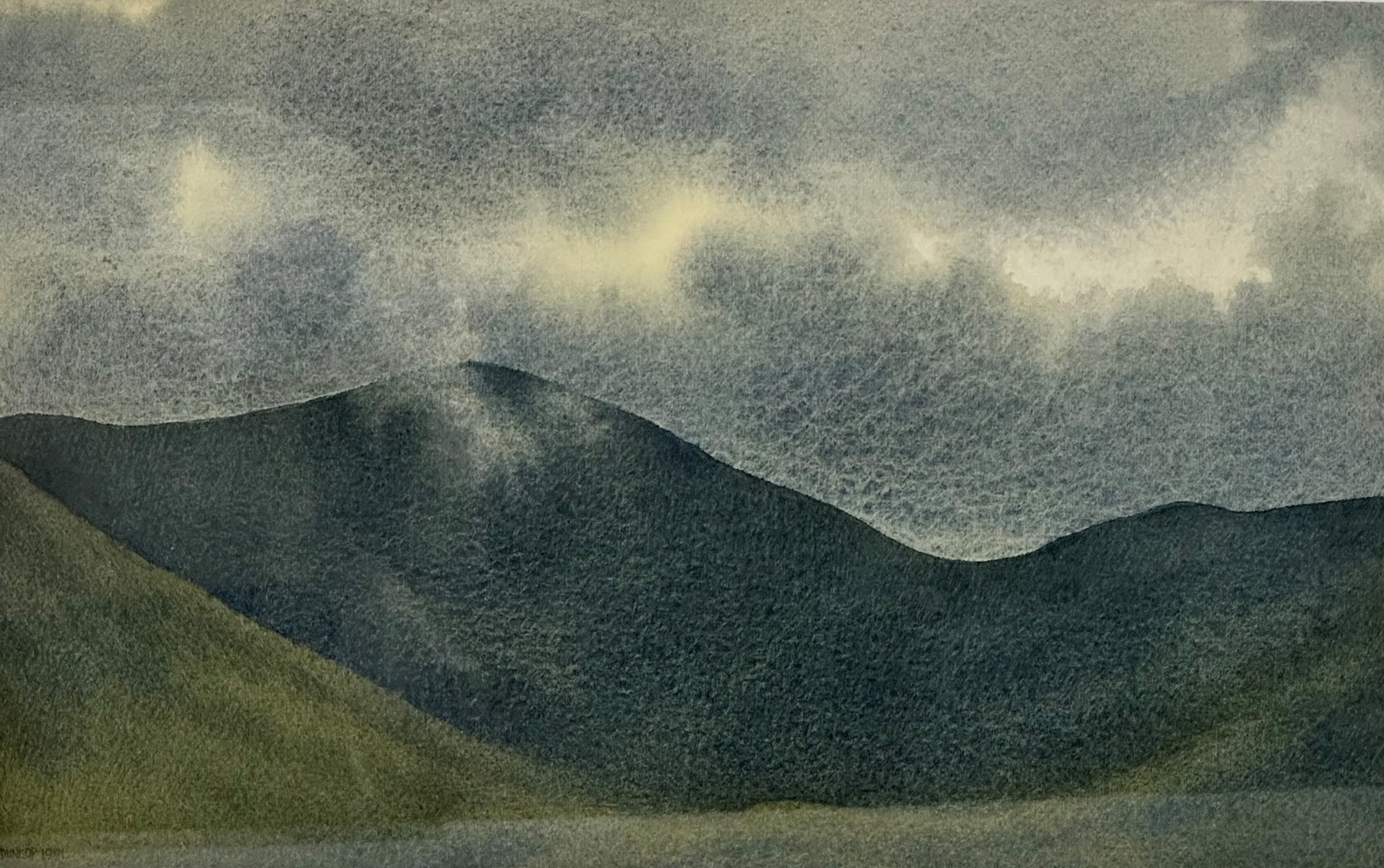 Alison Dunlop RSW, Red Cuillin - Study, watercolour on paper, signed bottom left dated 1991, paper