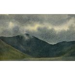 Alison Dunlop RSW, Red Cuillin - Study, watercolour on paper, signed bottom left dated 1991, paper