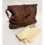 Gianfranco Ferre tote bag with adjustable brown leather shoulder strap with white metal circular