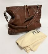 Gianfranco Ferre tote bag with adjustable brown leather shoulder strap with white metal circular