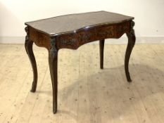 A kingwood bureau plat in the Louis XV taste, first half of the 20th century, of serpentine outline,