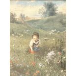 Imfruhling, Picking Flowers, engraving highlighted with colour, glazed stained Edwardian frame, (