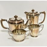 A 1930's Epns four-piece tea and coffee service with gadroon border, treen finial's and handles,