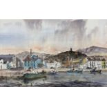 Michelle Tramontana, Evening Light over Ramsey Harbour, watercolour on paper, signed and dated '80