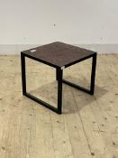 A Contemporary tile top lamp table, on a black aluminium base, H41cm, 46cm x 46cm