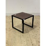 A Contemporary tile top lamp table, on a black aluminium base, H41cm, 46cm x 46cm