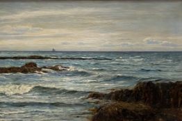 Joseph Henderson R.S.W. (Scottish 1832-1908), A Rocky Coastline, signed lower right, oil on