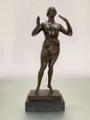 After Gaston Lachaise (1882-1935), Standing Woman, a patinated bronze, unsigned, on a rectangular