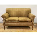 Whytock and Reid, an Edwardian mahogany framed two seat sofa, upholstered, with squab cushions,