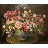Nan C. Livingstone (British, 1876-1952), Still Life of Roses and Summer Flowers, signed lower right,