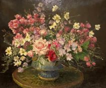 Nan C. Livingstone (British, 1876-1952), Still Life of Roses and Summer Flowers, signed lower right,