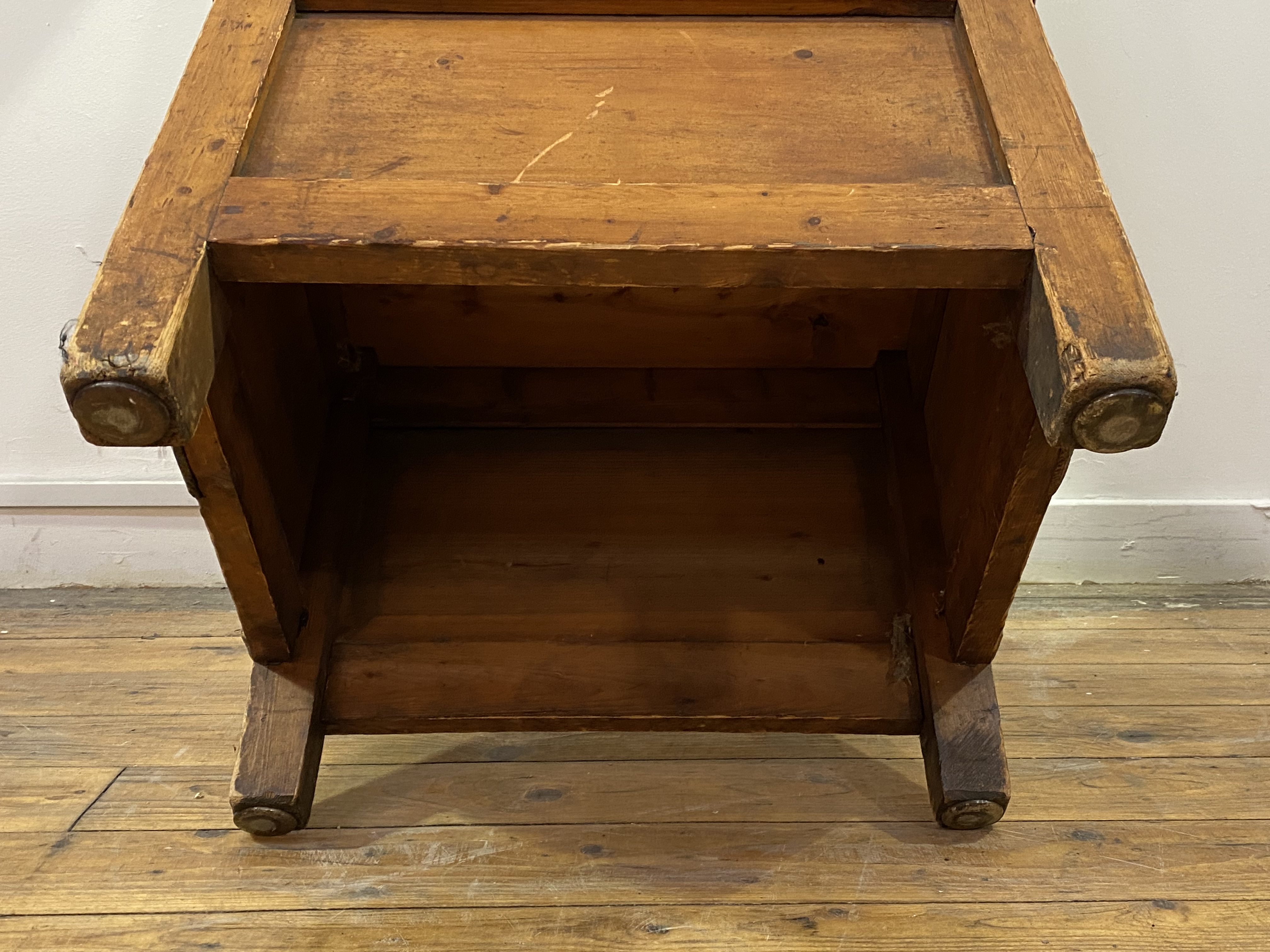 An Orkney chair, late 19th century, pine framed with woven back over arm rests with scrolled - Image 4 of 5