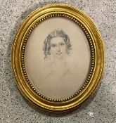 English School, c. 1830, a portrait of Charlotte Naomi Fitzmaurice, chalk over pencil, unsigned,