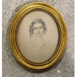 English School, c. 1830, a portrait of Charlotte Naomi Fitzmaurice, chalk over pencil, unsigned,