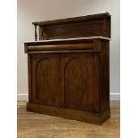 A rosewood chiffonier, first half of the 19th century, the open shelf with pierced brass gallery