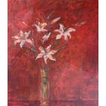 Jackie Philip (British, Contemporary), "Asiatic Lilies", signed lower right, oil, framed. 69cm by