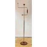 David Linley, a telescopic and adjustable 'Brace' floor lamp, chrome and walnut, with makers badge