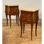 A pair of Continental kingwood bedside chests of serpentine outline, late 20th century, the