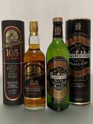 Two bottles of Single Highland Malt Scotch whisky: Glenfarclas 105 Cask Strength, 70cl, 60% vol.;