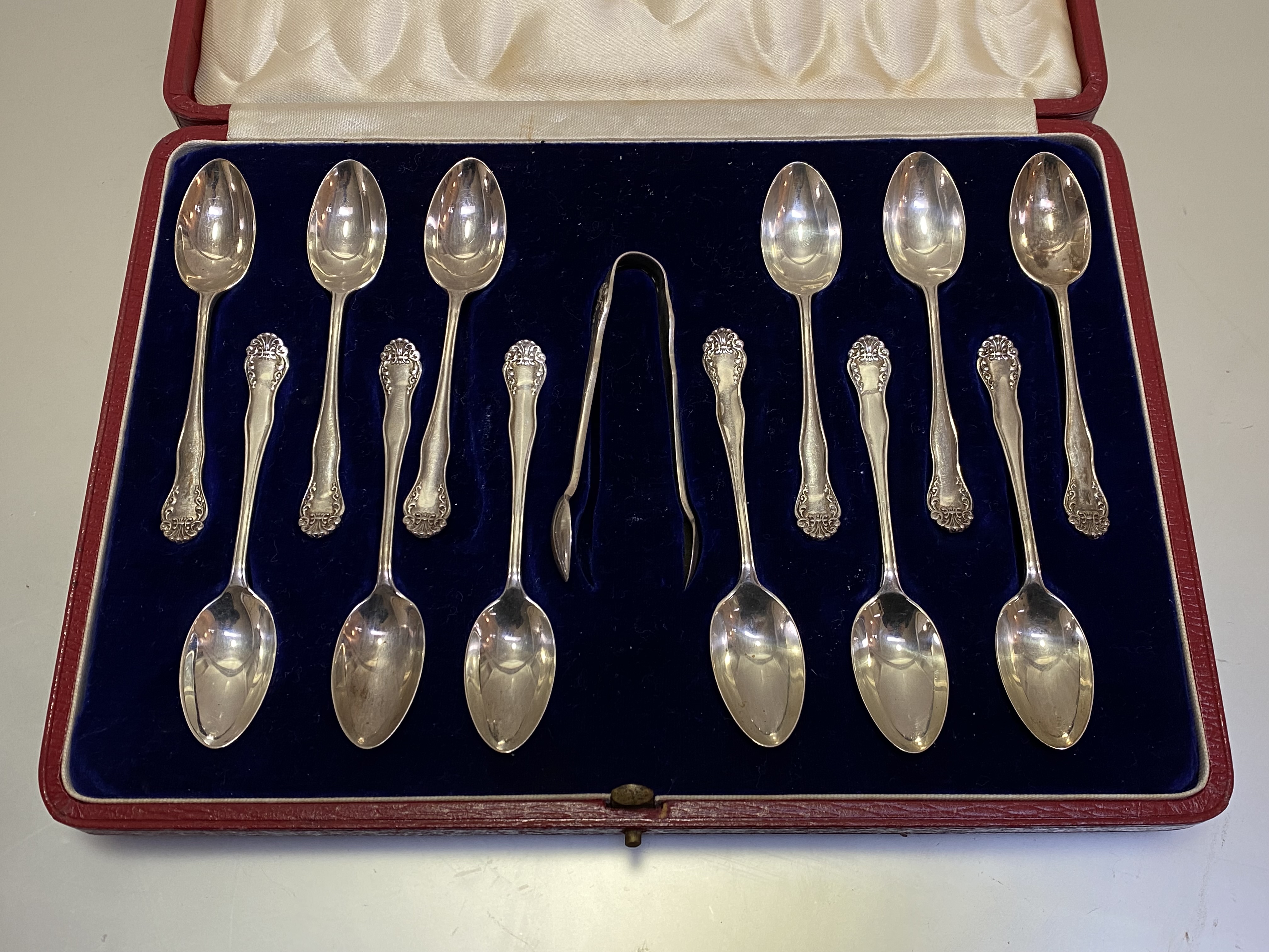 A cased set of twelve George VI silver coffee spoons, London 1939, (maker's mark "H&I" -