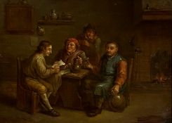 Follower of David Teniers (Flemish 1610-90), Figures at a Tavern Table, signed "D. Teniers pinxt"