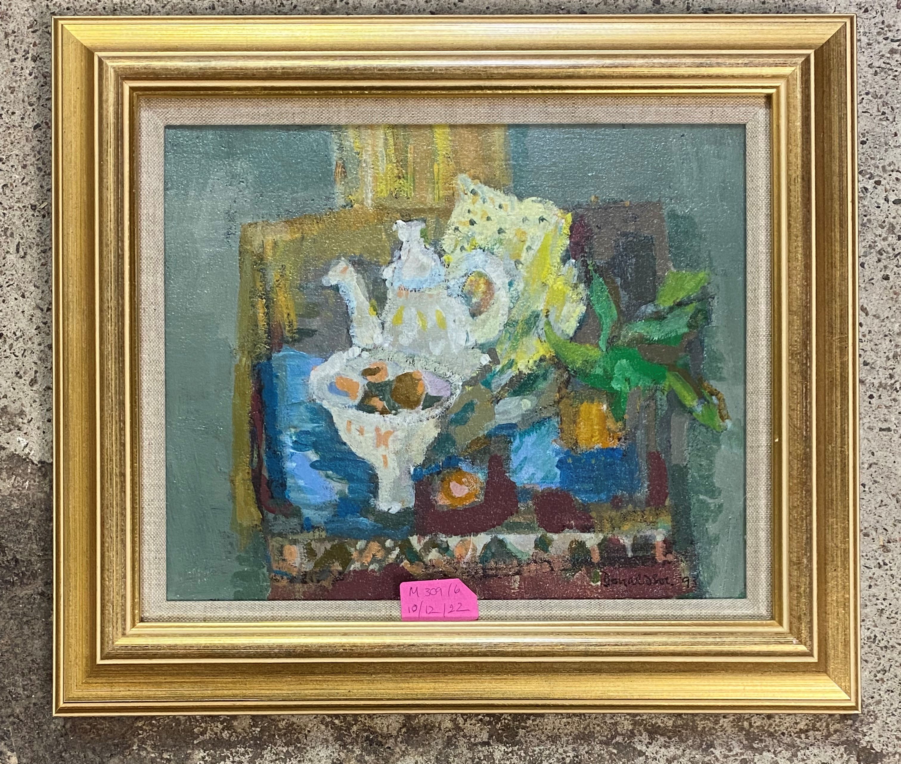 •Jean Donaldson (Scottish, 20th Century), Table Top Still Life, signed lower right and dated (19)93, - Image 2 of 2