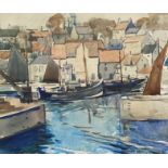 •George Wright Hall (Scottish, 1895-1974), An East Neuk Fishing Village, signed lower right,