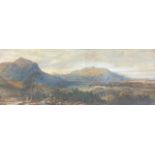 W.H. Reed (British, fl. 1900), A Panoramic Highland Landscape with Deer on a Hillside, signed
