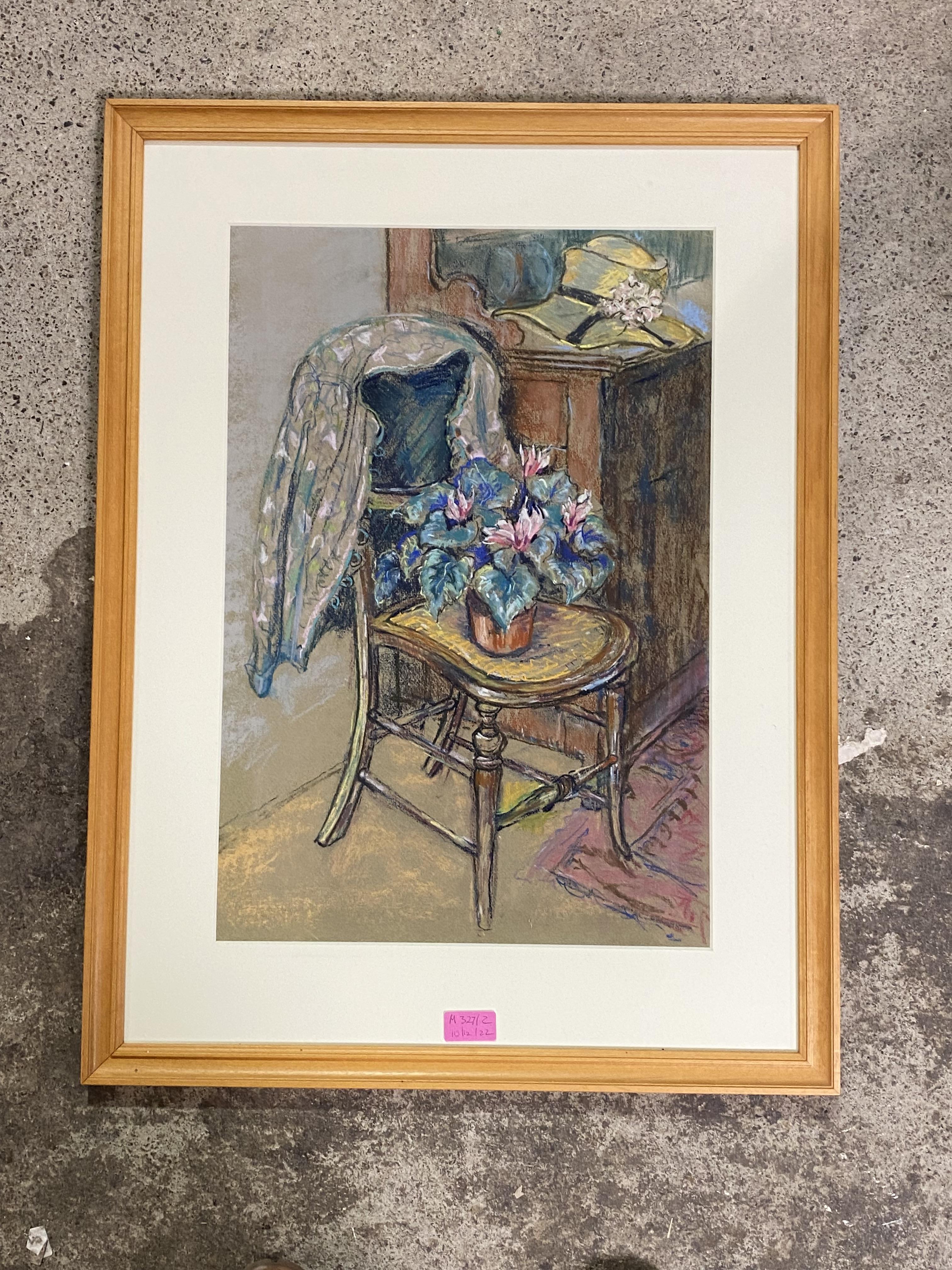 20th Century School, The Bedroom Chair, pastel, unsigned, framed. 53cm by 37cm - Image 2 of 2