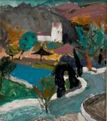 •Sheila Macnab MacMillan D.A., P.A.I. (Scottish, 1928-2018), Montjaque, a View from Above, oil,