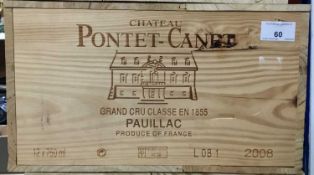 Wine - twelve bottles, Chateau Pontet-Canet Pauillac 2008, owc