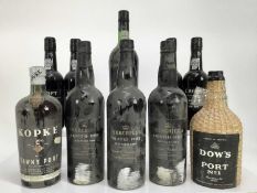 Port - ten bottles, Croft 2004 (4 half bottles), Churchill's Crusted Port, Bottled 1984 (3) and two