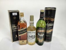 Whisky - two bottles, Johnnie Walker Black Label and Glenfiddich, both litre bottles, in original bo