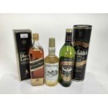 Whisky - two bottles, Johnnie Walker Black Label and Glenfiddich, both litre bottles, in original bo