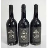 Port - three bottles, Dow’s Crusted, bottled 1985