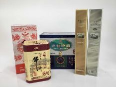 Six bottles, Chinese wines and liquors, each boxed