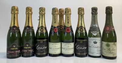 Champagne - nine half bottles, Moët & Chandon, Louis Roederer and others