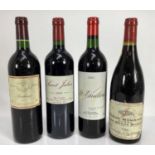 Wine - four bottles, Saint Julien 2004, St Emilion 2001, Rothschild Bordeaux 2000 and Vosne-Romanée