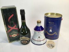 Two bottles, Cuvee Commodore Champagne, boxed and Bell's Whisky Royal Decanter Princess Beatrice, bo