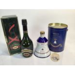 Two bottles, Cuvee Commodore Champagne, boxed and Bell's Whisky Royal Decanter Princess Beatrice, bo