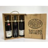 Port- three bottle presentation case of Taylor's including Chip Dry, First Estate and 10 Years Old