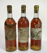 Sauternes - three bottles, Chateau Climens 1947 and 1953 (2)