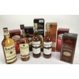 Whisky - ten bottles, Glenfiddich, Cardu, Glenkinchie and others